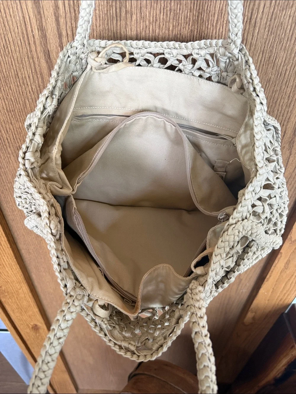 Woven Crochet Tote Bag in Cream - Stylish Women’s Shoulder Bag